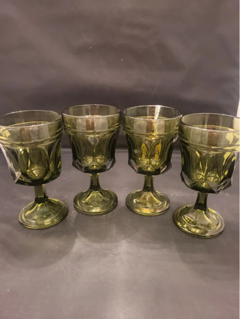 Anchor Hocking 4pc Avocado Green Goblets